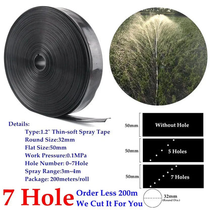 Tuyau d’Irrigation par Aspersion Φ32mm – Ruban Souple PE 0 à 7 Trous, 5m à 100m