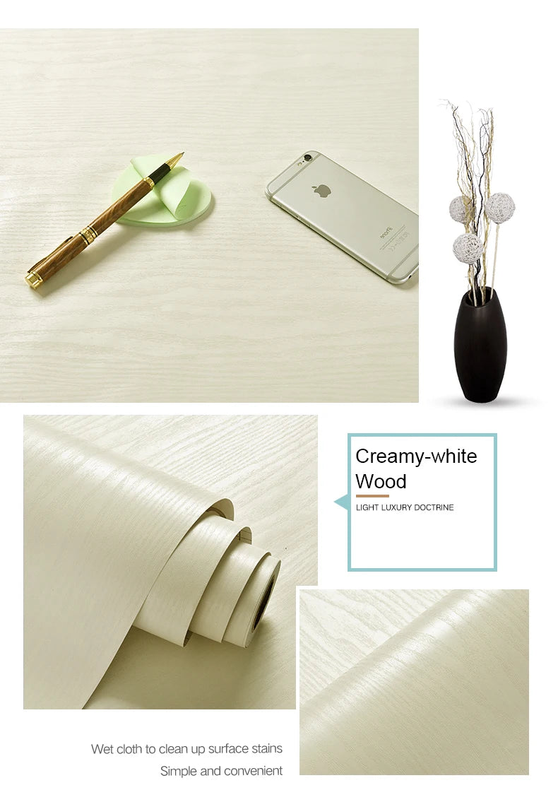 Papier Peint Adhésif Effet Bois - Rouleau PVC Imperméable Autocollant Meuble Cuisine