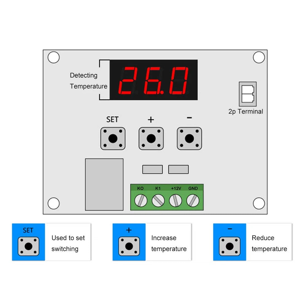 W1209 Blue/Red light DC 12V digital temperature controllear thermostat temperature control thermostat switch plate W1209 case