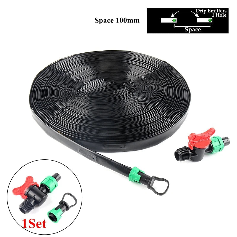 Ruban Goutte-à-Goutte PE 16mm avec Connecteurs – Irrigation Micro-Perforée, Espacement 10 à 40cm, 20m à 100m