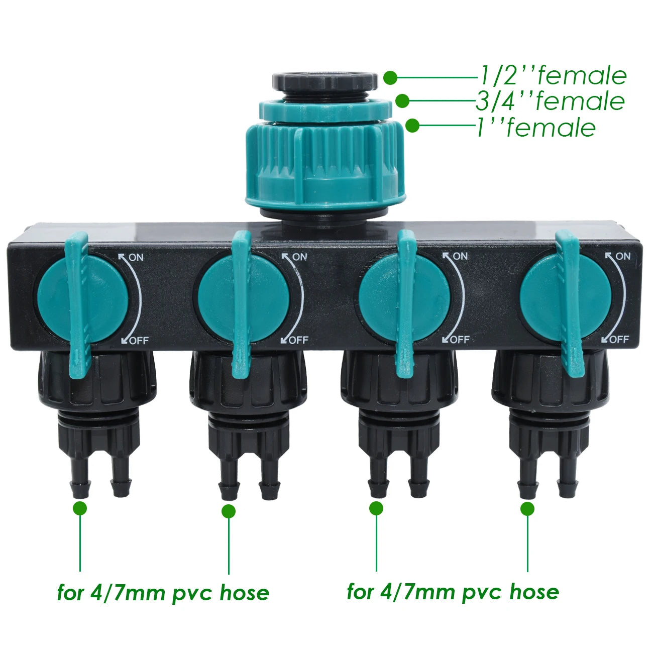 Diviseur de Robinet 4 Voies KESLA – Adaptateur Tuyau 1/2", 3/4", 1" avec Vanne d’Arrêt pour Jardin et Serre