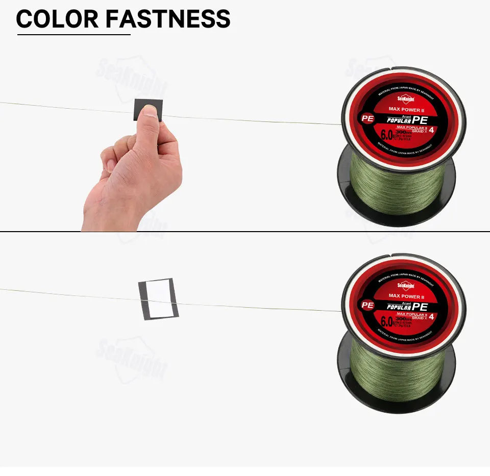 Tresse Pêche SeaKnight TriPoseidon 4 Brins 300m PE 8-60LB Multifilament Carpe Carnassier