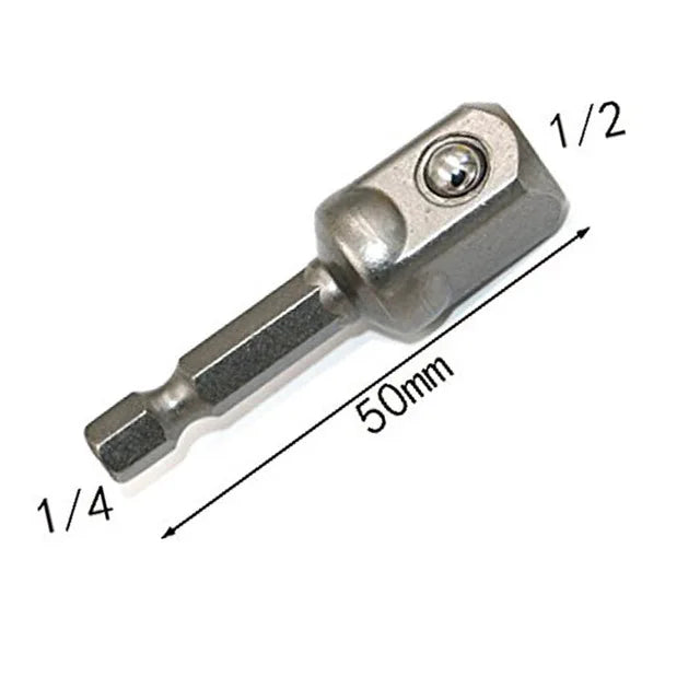 Adaptateur Douille Acier Chrome Vanadium Hex 1/4" 3/8" 1/2" Extension Embouts Perceuse
