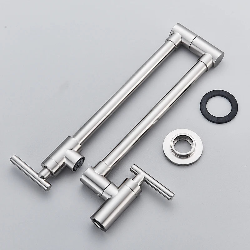 Robinet Cuisine Mural Remplisseur Pot Filler Laiton Chromé Double Articulation Bras Pivotant