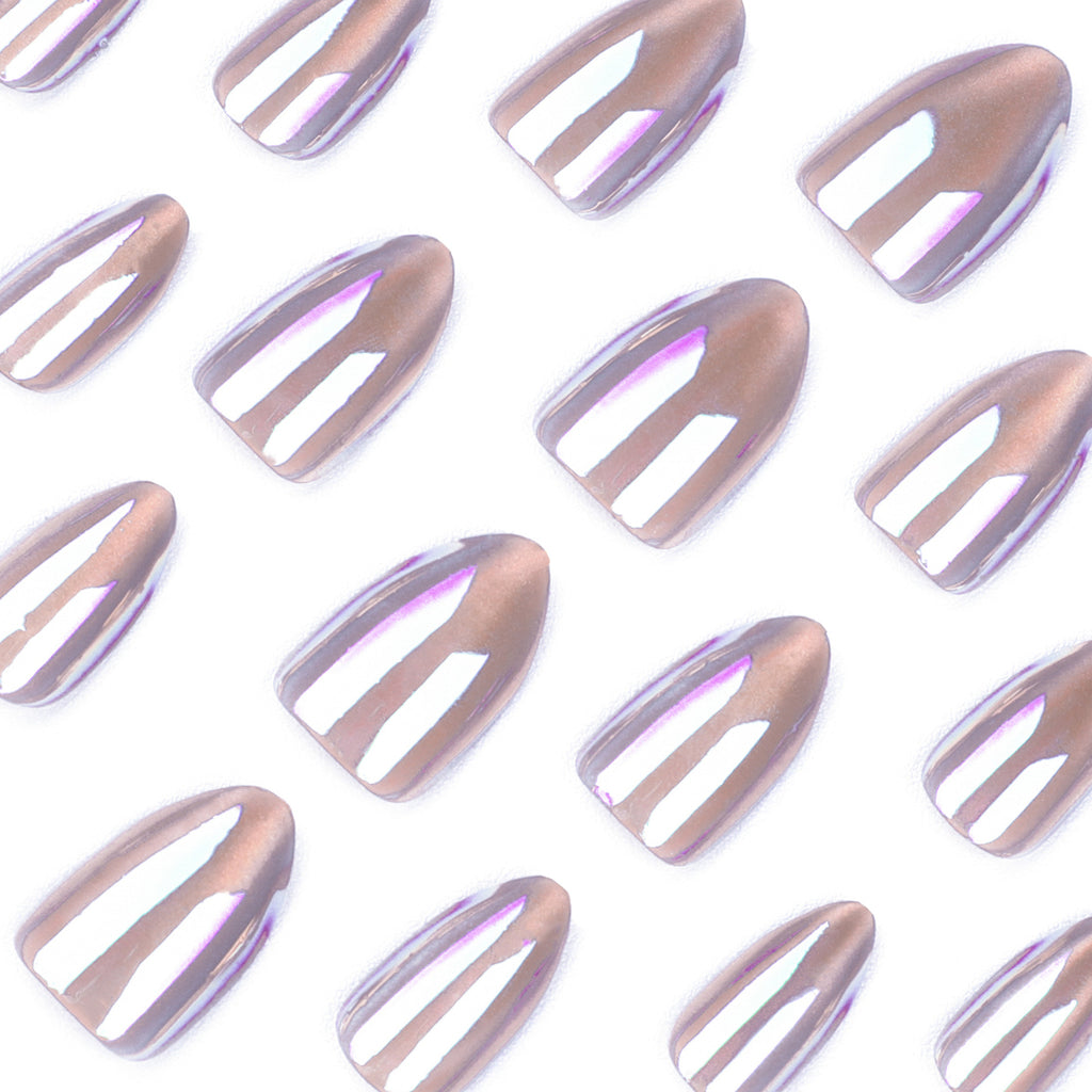 Faux Ongles Amande Courts - Effet Cat Eye Aurora - Capsules Prêtes à Porter - APPRO-DISTRI
