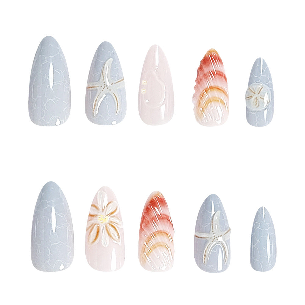 Faux Ongles Style Océan - Coquillages et Étoiles de Mer 3D - APPRO-DISTRI