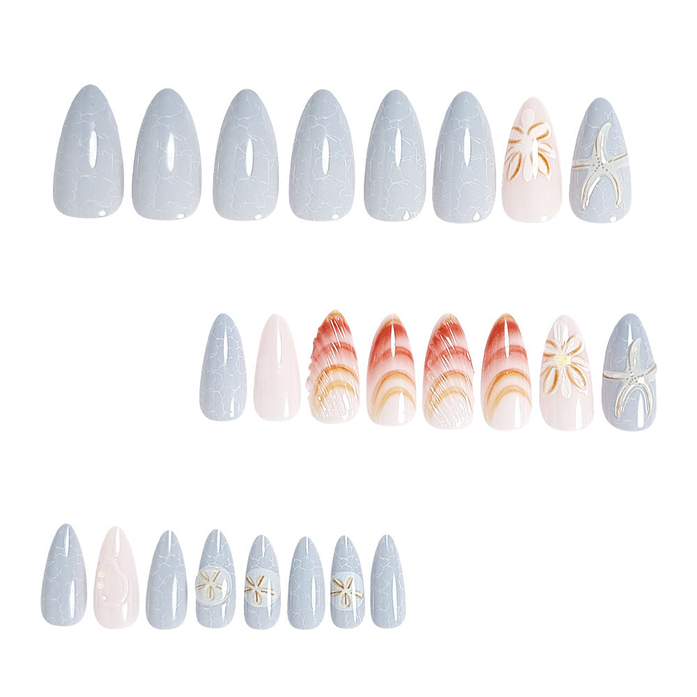 Faux Ongles Style Océan - Coquillages et Étoiles de Mer 3D