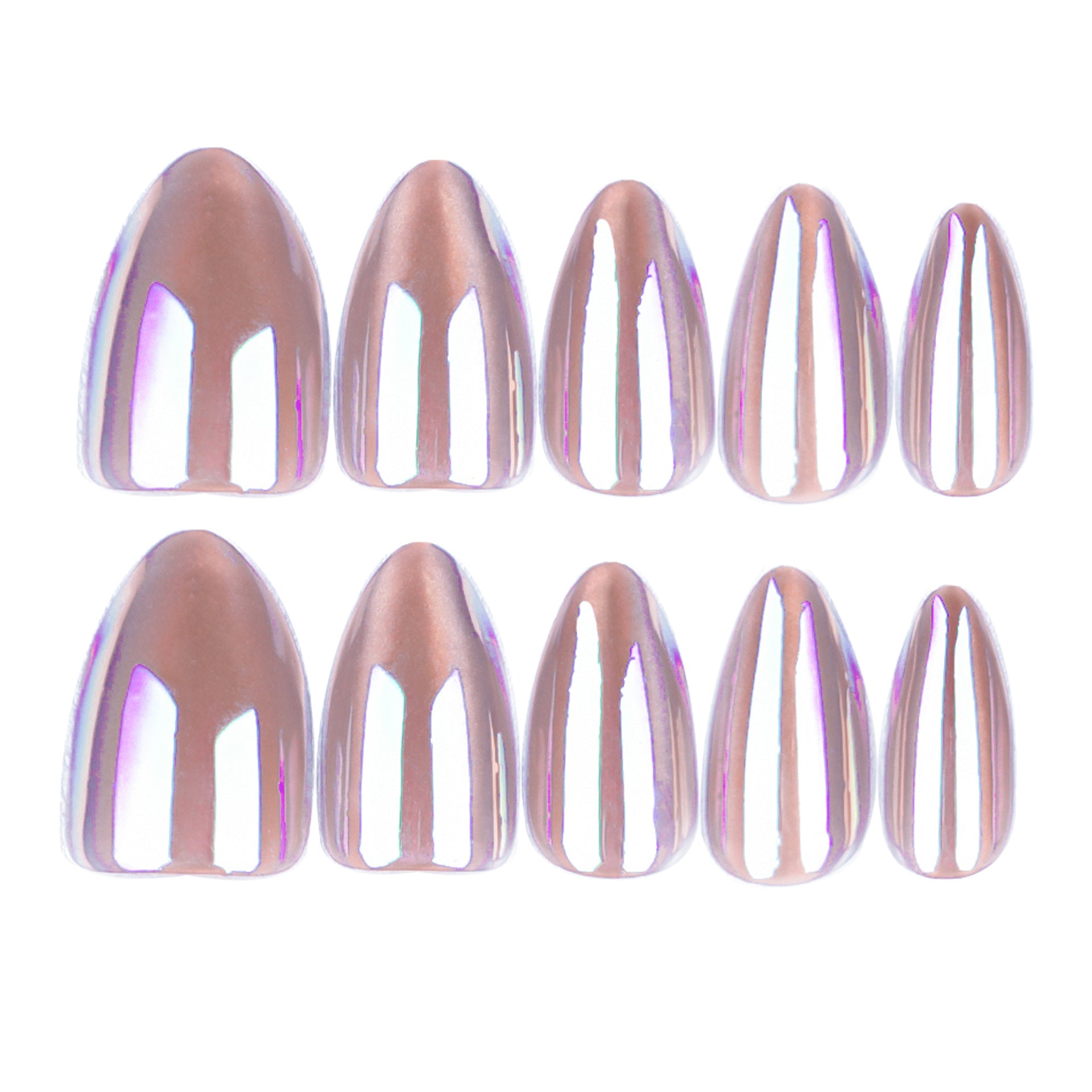 Faux Ongles Amande Courts - Effet Cat Eye Aurora - Capsules Prêtes à Porter