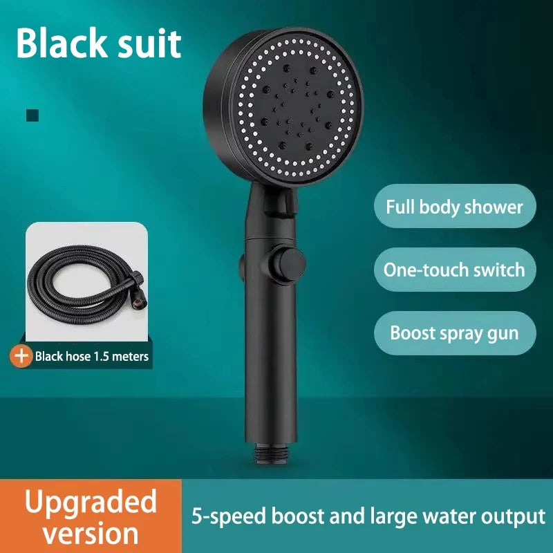 Pommeau de Douche Haute Pression 5 Modes – Économie d'eau, Réglable, Inox & ABS