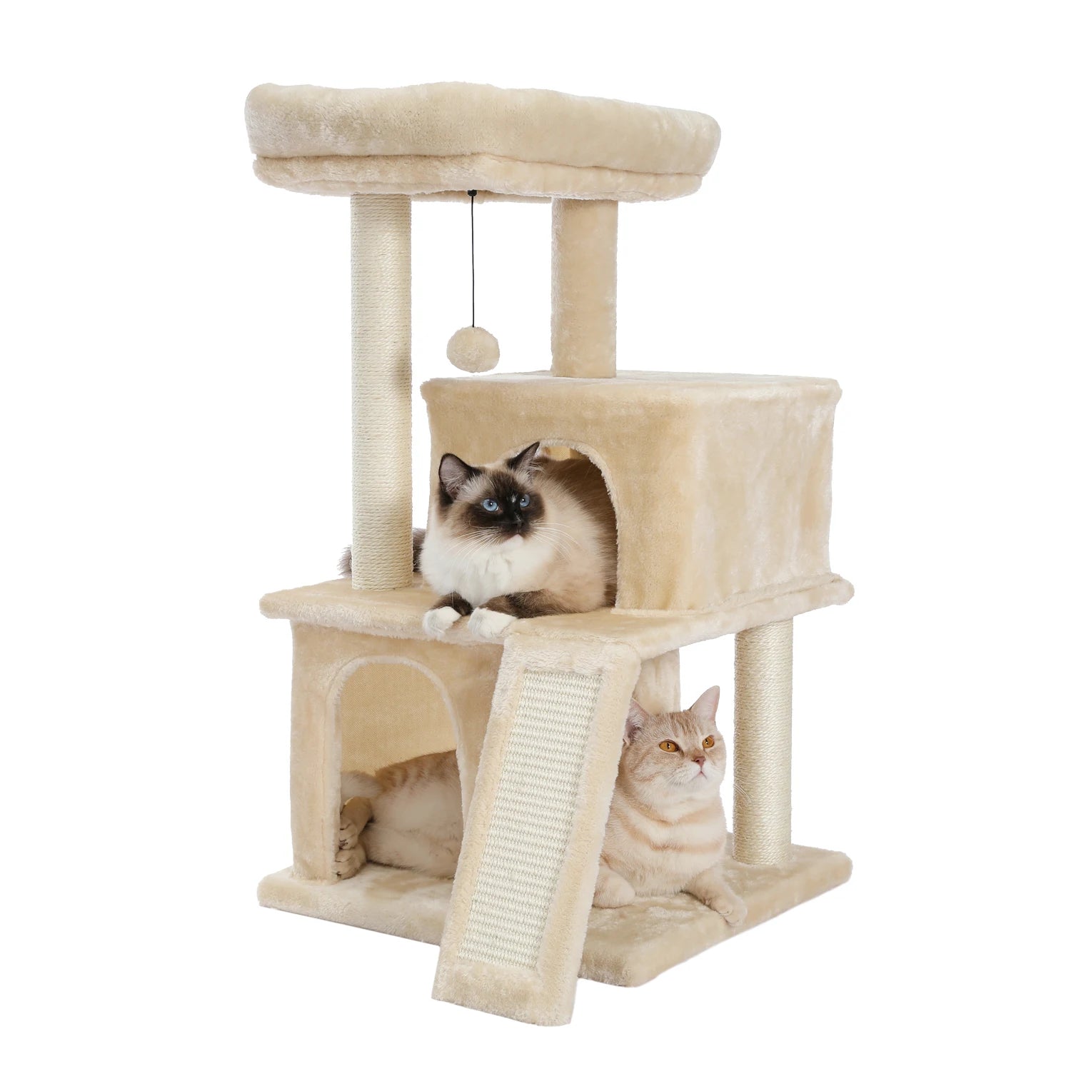 Arbre à Chat XXL Multi-Niveaux - Tour avec Griffoirs Sisal, 2 Niches, Jouets Intégrés