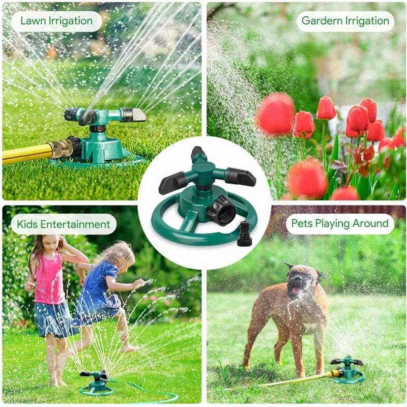 Arroseur Rotatif 360° Réglable – Grande Couverture, Pelouse, Jardin & Potager