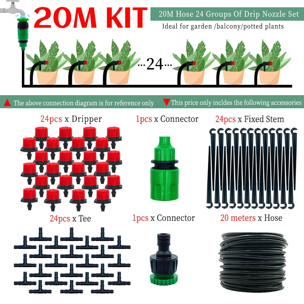 Système d'Irrigation Oasis 30M - Pompe Automatique Goutte-à-Goutte Jardin DIY