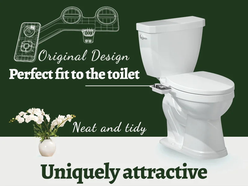 Douchette WC Bidet Ultra-Fine - Accessoire Toilette Non-Électrique Double Buse