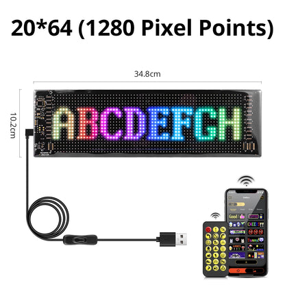 Panneau LED Pixel Flexible USB Bluetooth – Affichage Texte & GIF Personnalisable