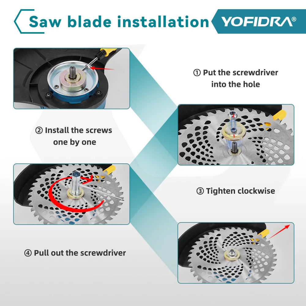 Tondeuse électrique brushless Yofidra 10 pouces – 6000W, 58000 RPM, Compatible Makita 18V | Pliable