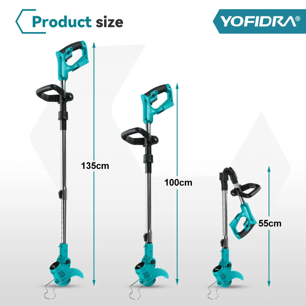 Débroussailleuse électrique sans fil Yofidra – 1500W, 12000 RPM, Télescopique 100-135 cm | Batterie 18V