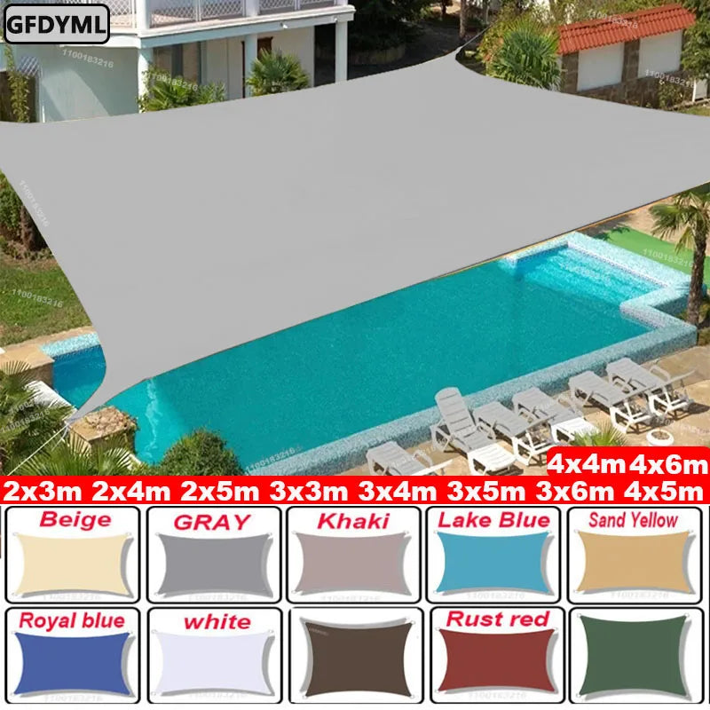 Voile d'Ombrage Rectangulaire Imperméable Oxford 300D – Protection UV 85-98% – Terrasse, Jardin, Piscine, Balcon, Carport – 20 Couleurs & 12 Tailles