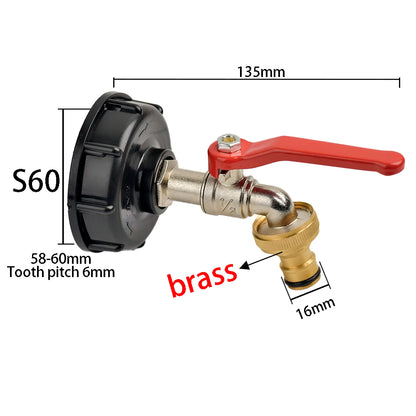 Adaptateur Robinet Cuve IBC S60×6 – Raccord Rapide 16mm Laiton/Alliage | Jardin & Maison