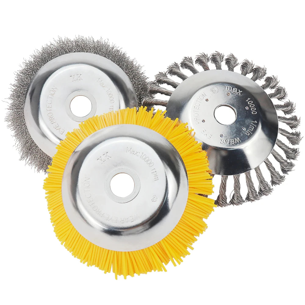 Brosse désherbeuse rotative en fil d’acier torsadé – 6 ou 8 pouces | Débroussailleuse & Dérouillage