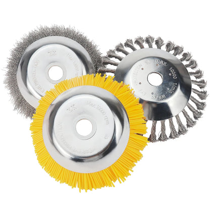 Brosse désherbeuse rotative en fil d’acier torsadé – 6 ou 8 pouces | Débroussailleuse & Dérouillage