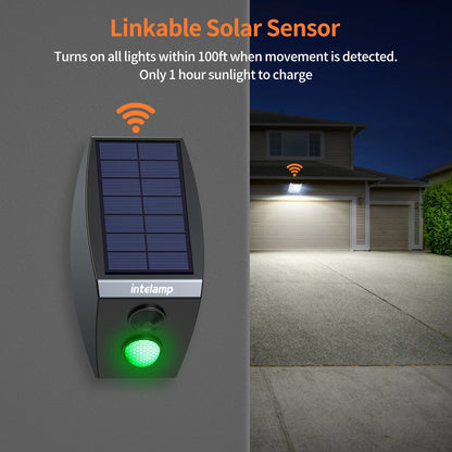 Lampe Solaire Intelamp 3000LM – 2 Détecteurs de Mouvement, Angle 240°, IP65, Batterie 12500mAh
