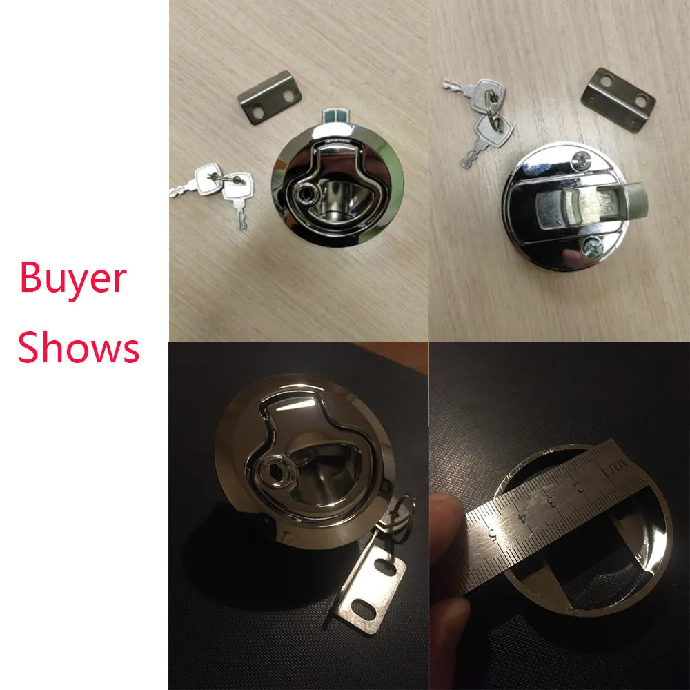 Verrou Trappe Marine Encastré Inox avec Clé - Bateau RV Pont