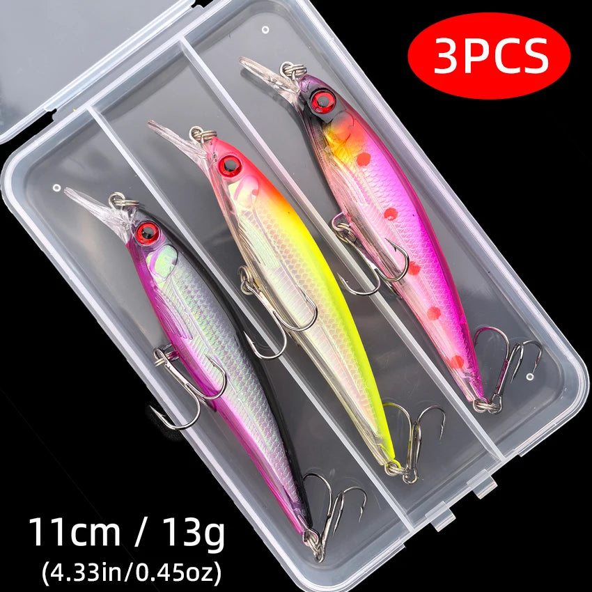 Leurre Pêche Minnow Laser 11cm 13g Poisson Nageur Crankbait Carnassier Brochet Perche Wobbler