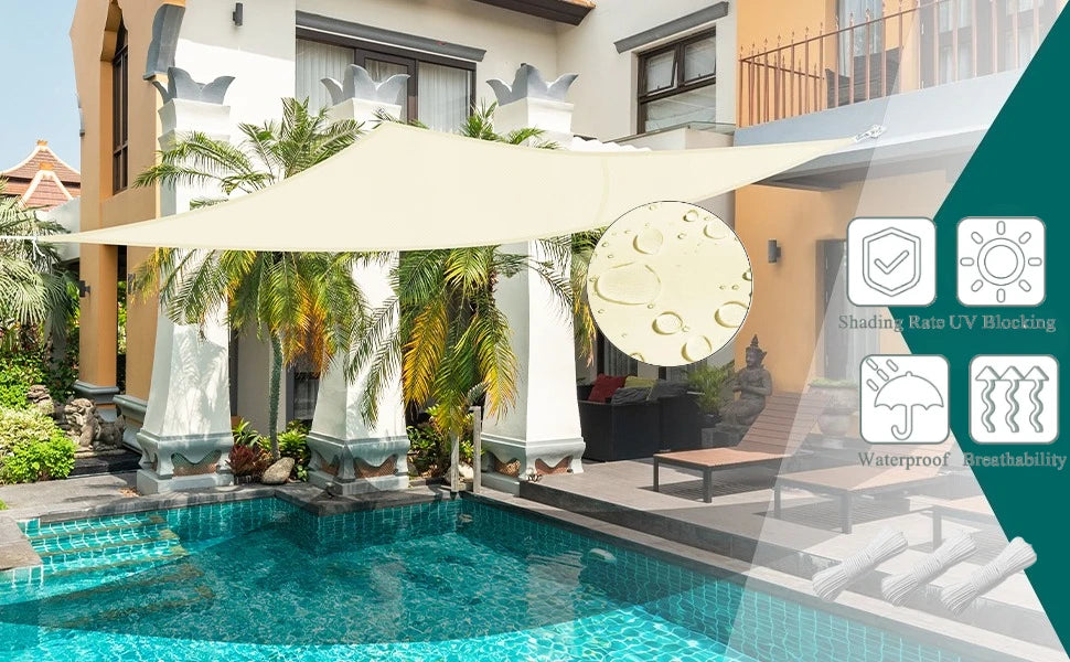 Voile d'Ombrage Triangulaire Imperméable Oxford – Anti-UV 98% | Terrasse, Jardin, Pergola