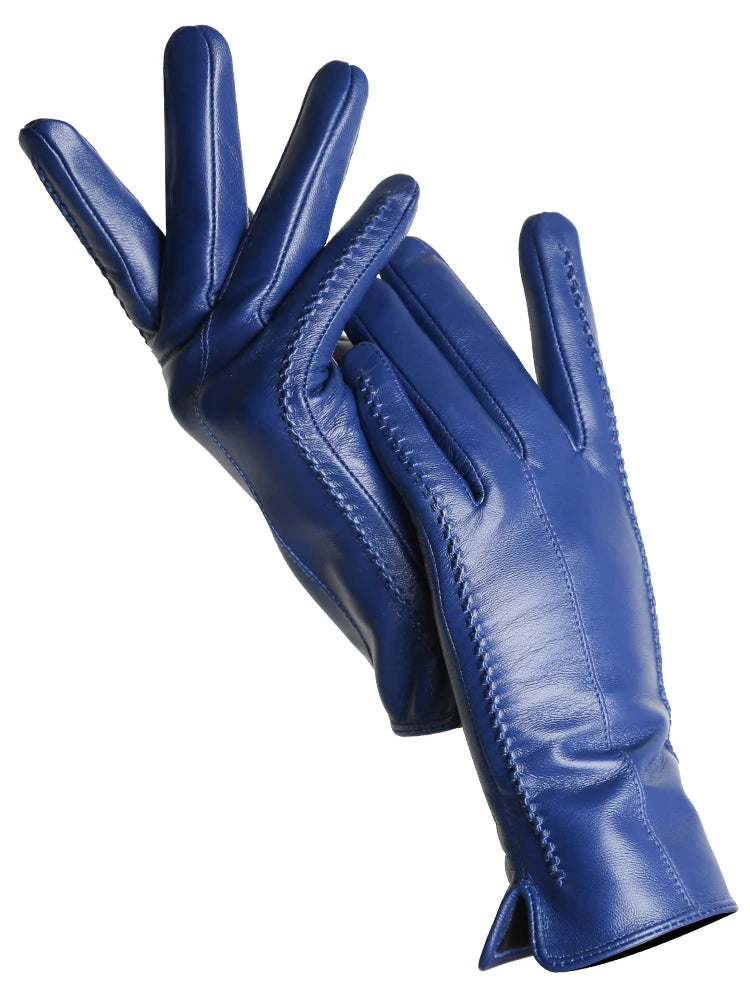 Gants Cuir Femme Hiver - Peau de Mouton Doublés Velours Tactiles