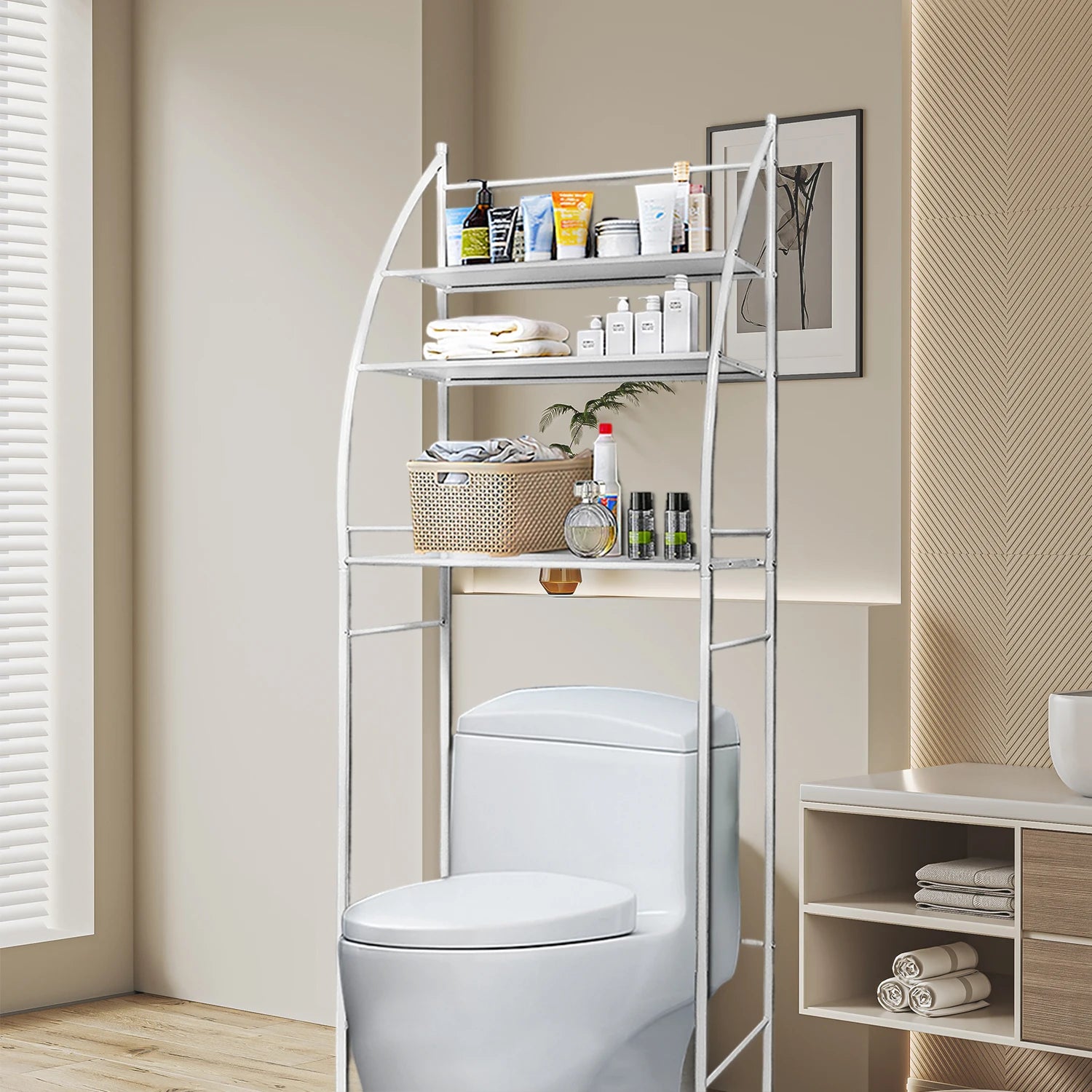 Étagère Salle de Bain 3 Niveaux en Métal