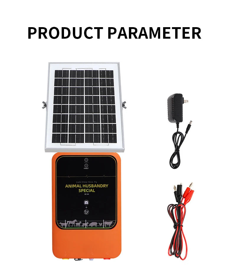 Électificateur de clôture électrique solaire 10 km – 12KV, 1.2J, Batterie 6Ah | Prise EU/US