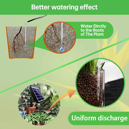 Kit d’Irrigation Solaire Automatique Goutte-à-Goutte – IP65, 30 Durées, 7 Intervalles, Jardin et Balcon