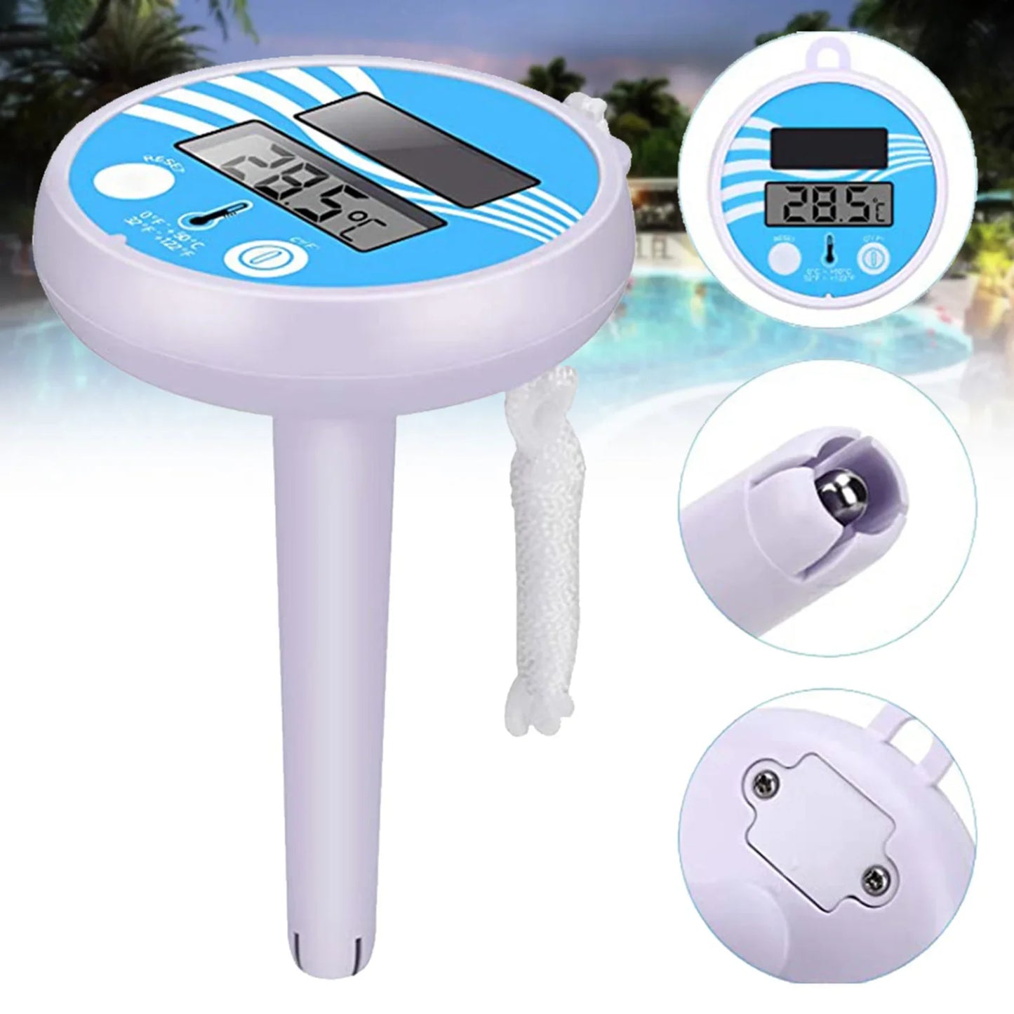 Thermomètre Piscine Solaire Flottant – Écran LCD, Étanche, -20°C à +50°C | Expédié d'Europe
