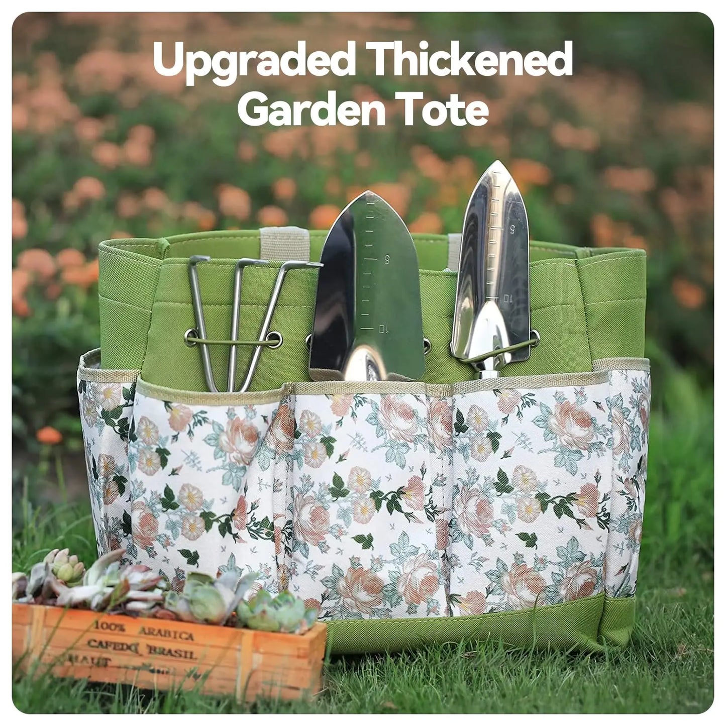 Coffret 9 Outils de Jardinage en Acier Inoxydable – Manches en Bois, Désherbage et Plantation