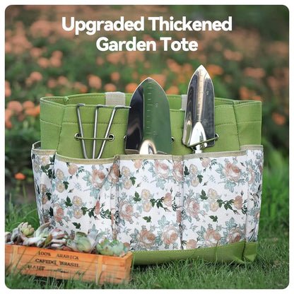 Coffret 9 Outils de Jardinage en Acier Inoxydable – Manches en Bois, Désherbage et Plantation