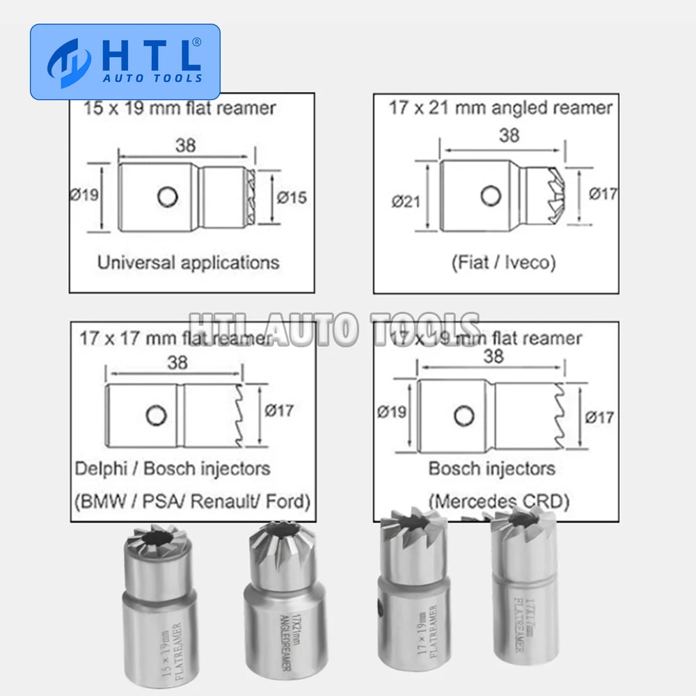 Kit Alésoir Siège Injecteur Diesel 5 Pièces Delphi Bosch BMW Mercedes PSA Ford Fiat Peugeot Nettoyage