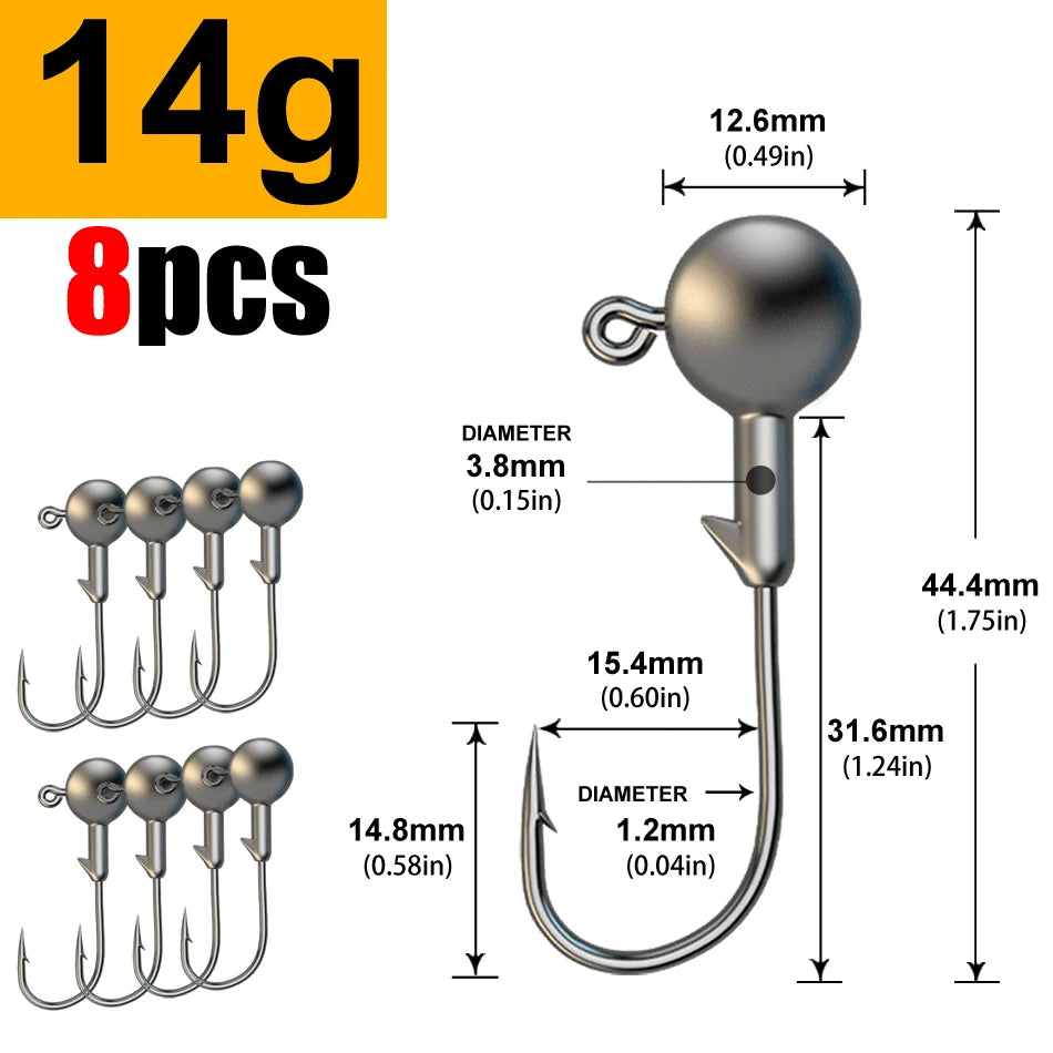 Tête Plombée Hameçon Pêche Jig Head 1g-28g Leurre Souple Carnassier Brochet Perche