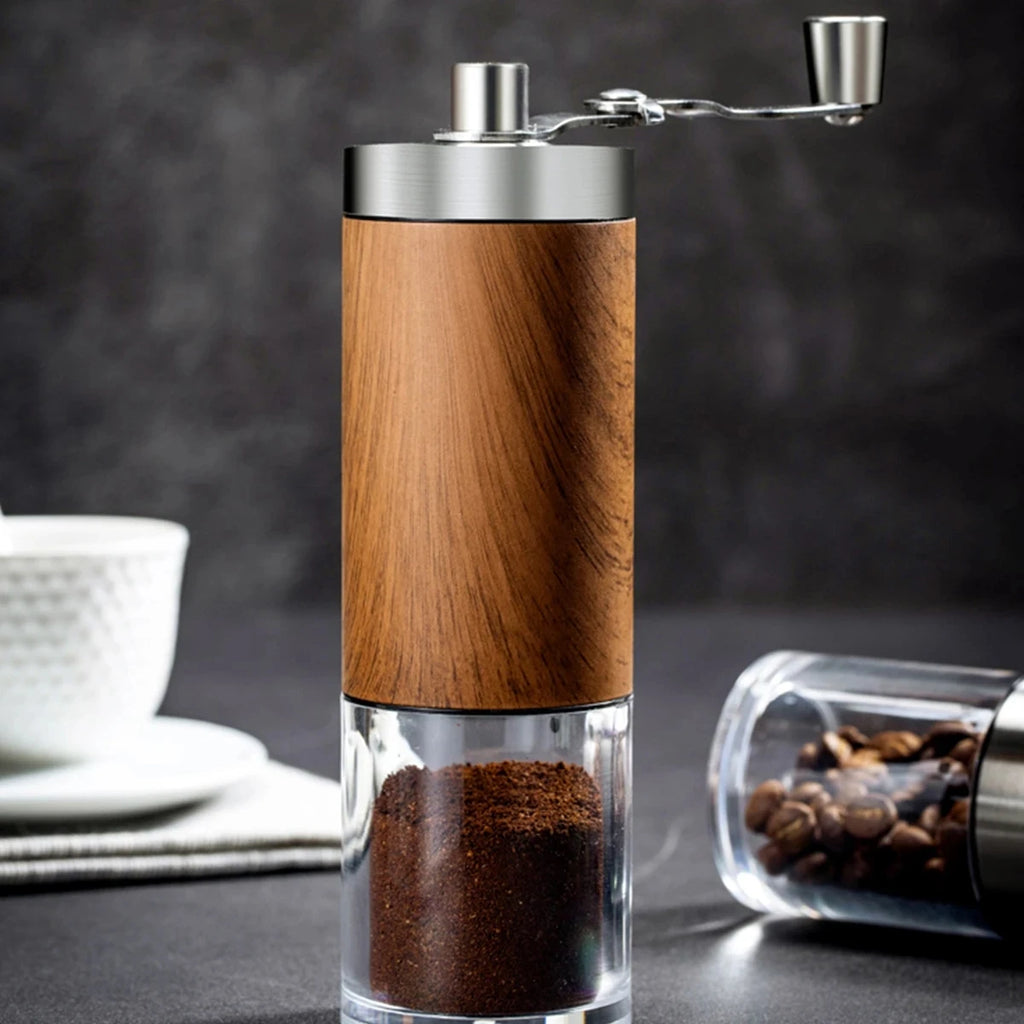 Moulin à Café Manuel en Acier Inoxydable - Design Bois Portable
