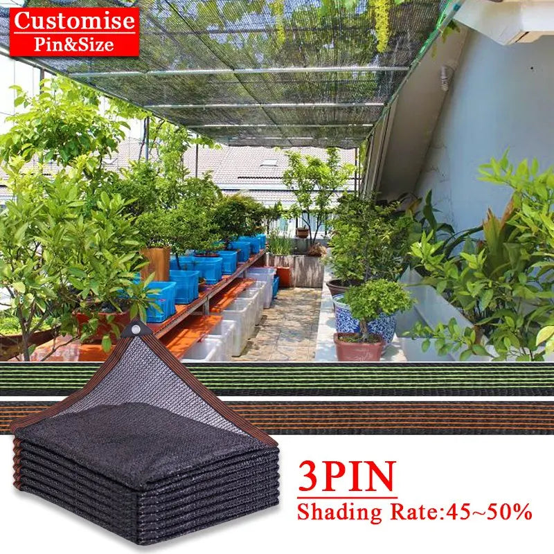Filet d'Ombrage HDPE Noir 4/6/12PIN – Pare-Soleil Anti-UV 50~90% | Jardin, Serre, Pergola