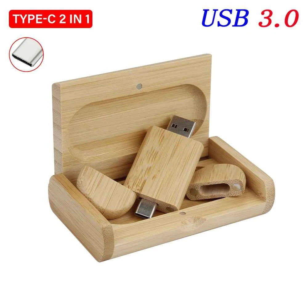 Clé USB 3.0 Type-C Bois Personnalisable JASTER - 4GB à 128GB avec Gravure Logo Gratuite