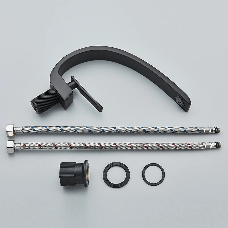 Robinet Lavabo Noir Mat Mitigeur Monotrou Design Moderne Chrome - Mitigeur Vasque Élégant