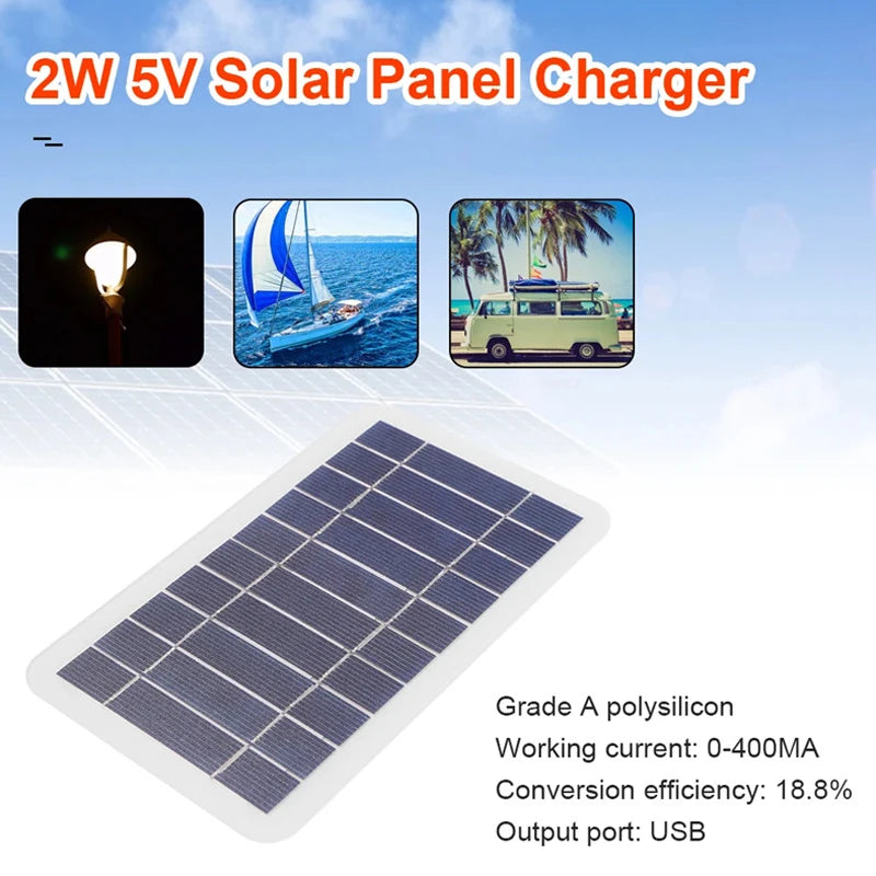 Panneau Solaire Portable USB 2W/5W - Chargeur Étanche Randonnée & Camping