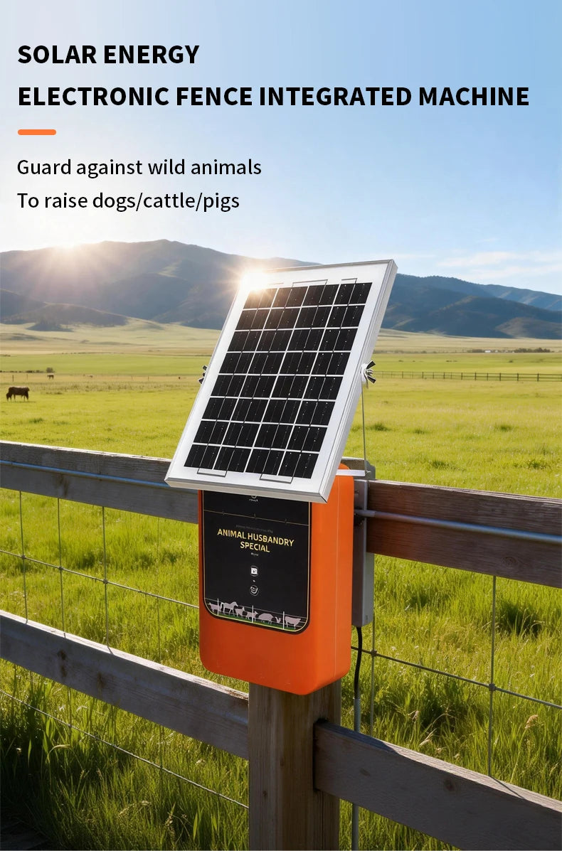 Électificateur de clôture électrique solaire 10 km – 12KV, 1.2J, Batterie 6Ah | Prise EU/US