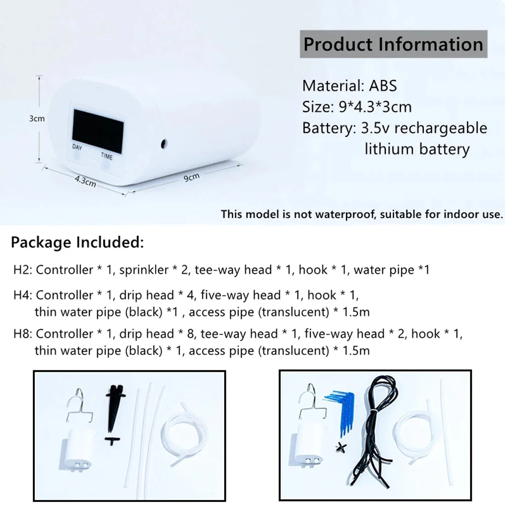 Contrôleur d'Arrosage Automatique Intelligent – Pompe Goutte-à-Goutte Rechargeable pour Plantes d'Intérieur (H2, H4, H8)