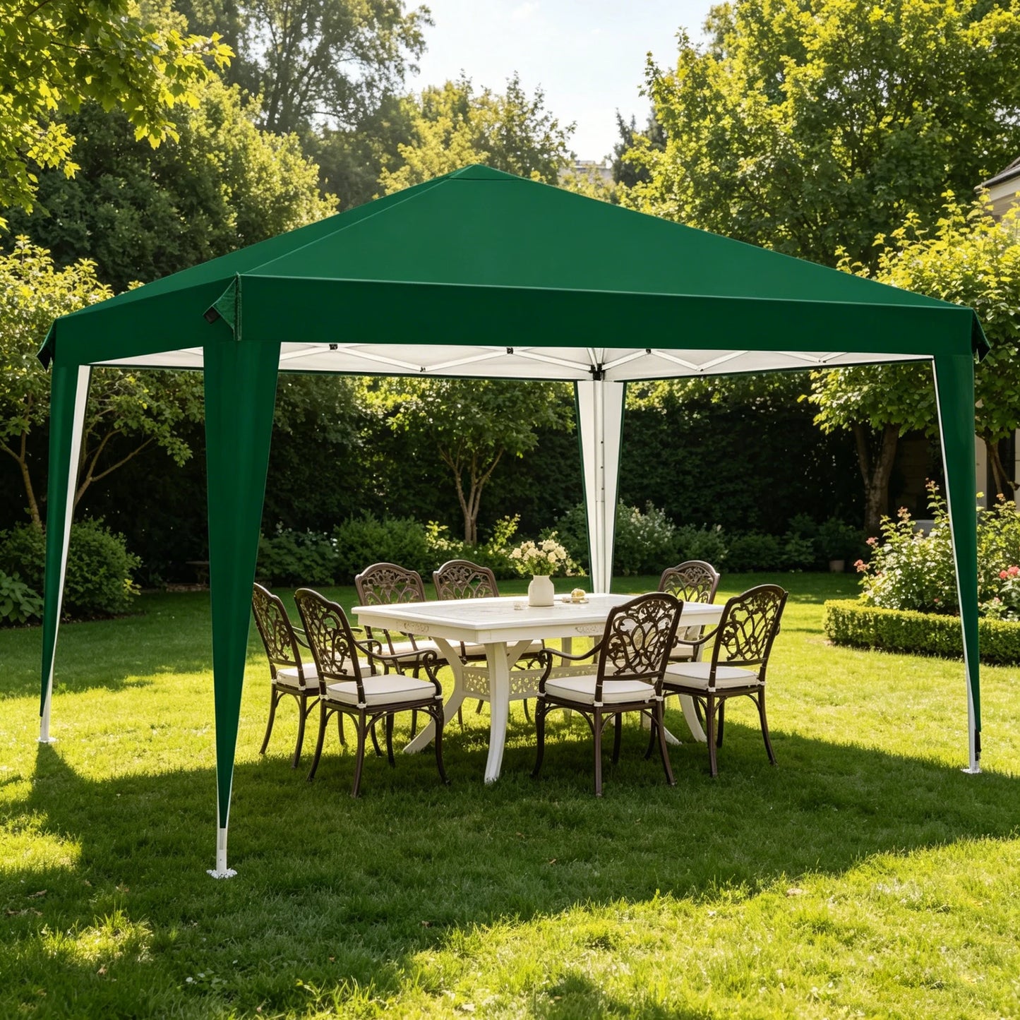 Kiosque Pliant Pop-Up 3x3 m – Toile Oxford 420D UPF 50+, Imperméable, Sac de Transport Inclus