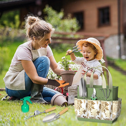 Coffret 9 Outils de Jardinage en Acier Inoxydable – Manches en Bois, Désherbage et Plantation