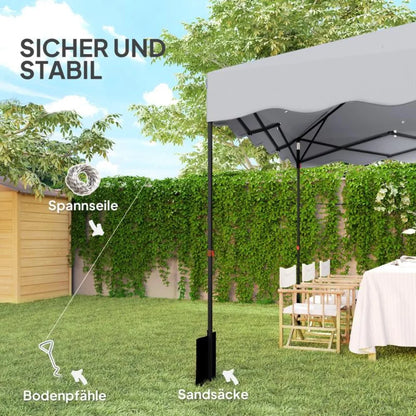 Gazebo Pop-Up 3x3m Hauteur Réglable – Tente de Jardin Oxford UPF50+ avec Sac de Transport | Gris Clair