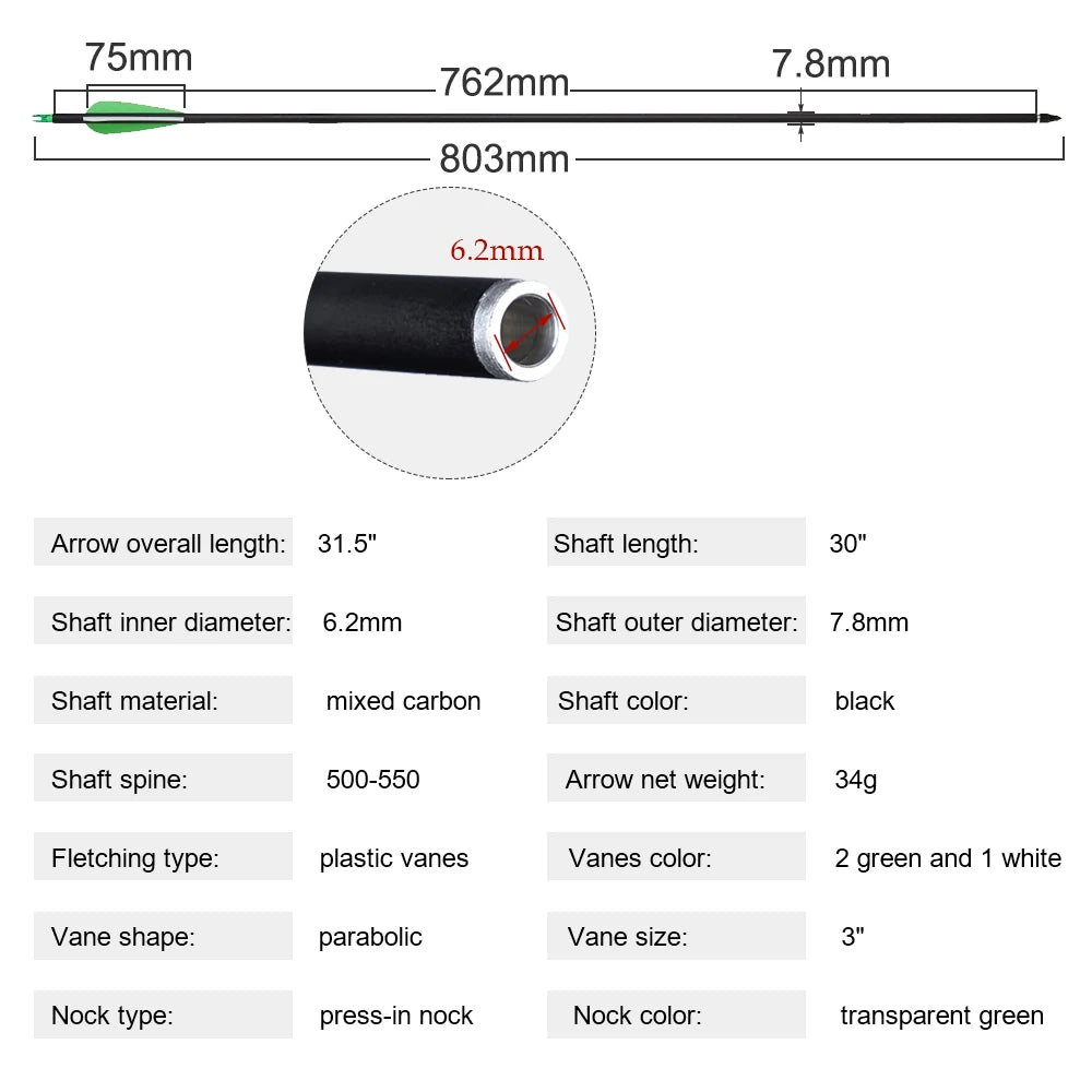 Arc Recurve Tir à l'Arc 20-50lbs Démontable avec Flèches Carbone Carquois Cible Entraînement