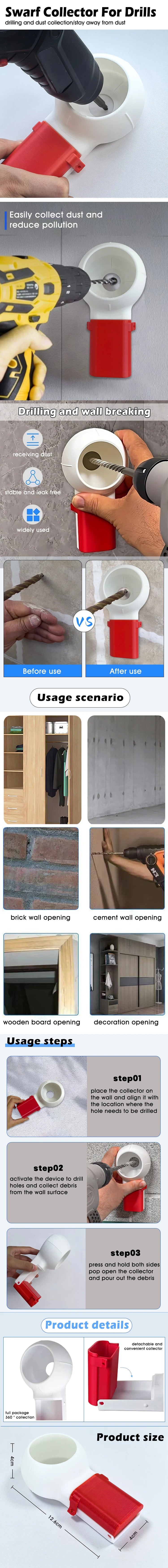 Capot Anti-Poussière Perceuse Électrique Perforateur Collecteur Débris Forage Mural Maison