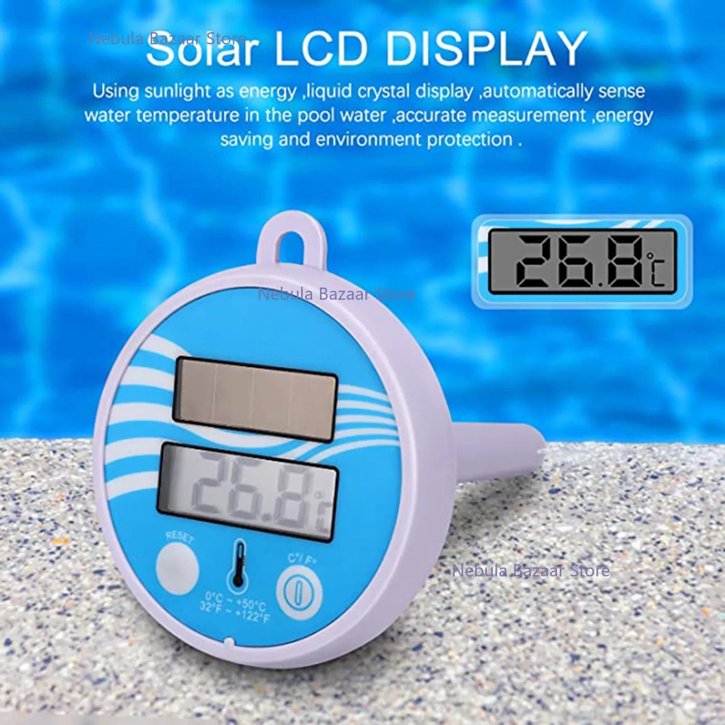 Thermomètre Piscine Solaire Flottant – Écran LCD, Étanche, -20°C à +50°C | Expédié d'Europe